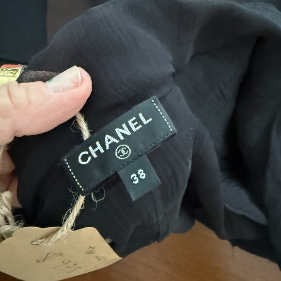 Chanel black silk sheer wrap top size 38 - Picture 6 of 8